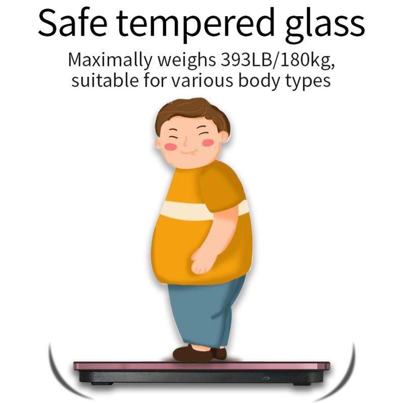 Premium Smart Digital Body Weight Scale – Wireless Fat Analyzer with Smartphone App, Tempered Glass Design, Available in Black, Pink, White, Compact 26x26cm Size, Ideal for Home Use
