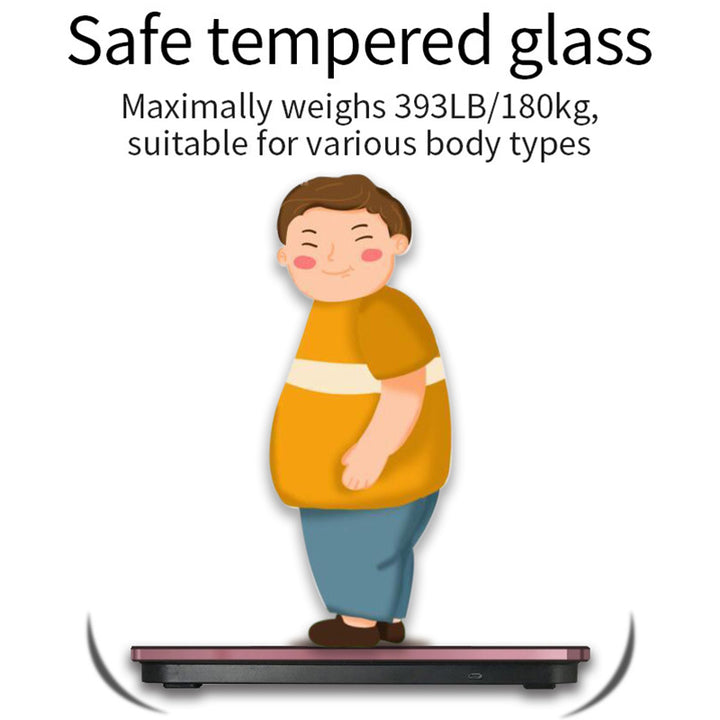 Premium Smart Digital Body Weight Scale – Wireless Fat Analyzer with Smartphone App, Tempered Glass Design, Available in Black, Pink, White, Compact 26x26cm Size, Ideal for Home Use