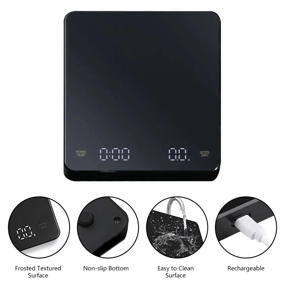 Premium Smart Digital Food Scale 10kg – Nutrition Calculator App, Rechargeable Kitchen Scale for Weight Loss, Baking, and Cooking, High Precision 1g, LED Display, Multi-Unit Mode, Type-C Charging, Tare Function