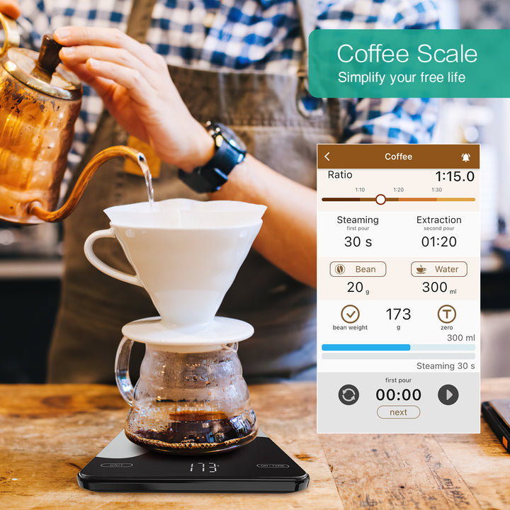 Premium Smart Digital Food Scale 10kg – Nutrition Calculator App, Rechargeable Kitchen Scale for Weight Loss, Baking, and Cooking, High Precision 1g, LED Display, Multi-Unit Mode, Type-C Charging, Tare Function