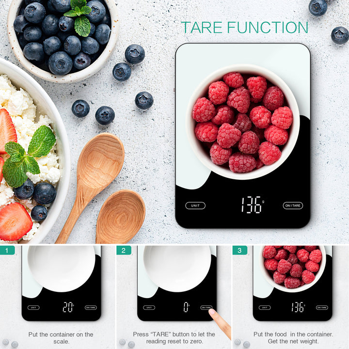 Premium Smart Digital Food Scale 10kg – Nutrition Calculator App, Rechargeable Kitchen Scale for Weight Loss, Baking, and Cooking, High Precision 1g, LED Display, Multi-Unit Mode, Type-C Charging, Tare Function