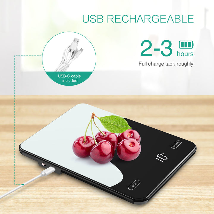 Premium Smart Digital Food Scale 10kg – Nutrition Calculator App, Rechargeable Kitchen Scale for Weight Loss, Baking, and Cooking, High Precision 1g, LED Display, Multi-Unit Mode, Type-C Charging, Tare Function