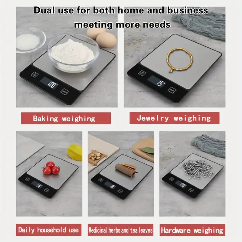 Premium Smart Digital Food Scale 10kg – Nutrition Calculator App, Rechargeable Kitchen Scale for Weight Loss, Baking, and Cooking, High Precision 1g, LED Display, Multi-Unit Mode, Type-C Charging, Tare Function