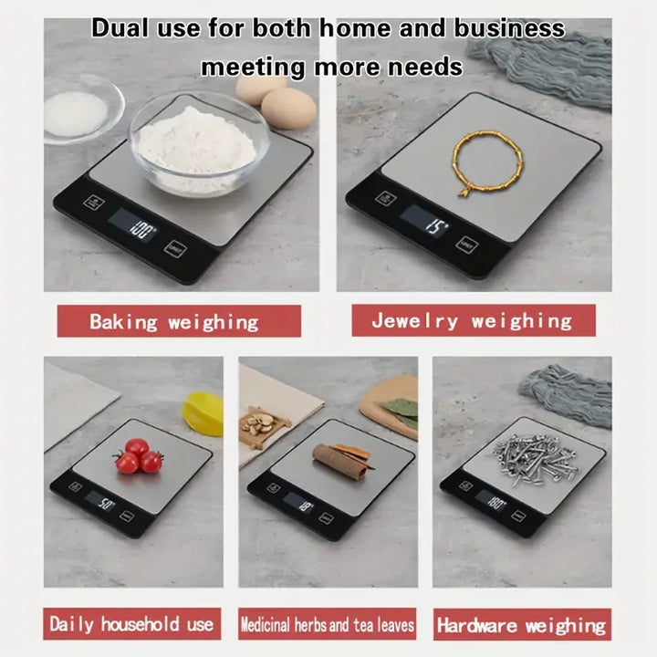 Premium Smart Digital Food Scale 10kg – Nutrition Calculator App, Rechargeable Kitchen Scale for Weight Loss, Baking, and Cooking, High Precision 1g, LED Display, Multi-Unit Mode, Type-C Charging, Tare Function
