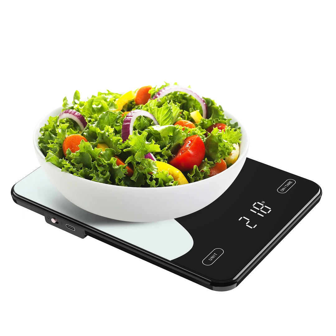 Premium Smart Digital Food Scale 10kg – Nutrition Calculator App, Rechargeable Kitchen Scale for Weight Loss, Baking, and Cooking, High Precision 1g, LED Display, Multi-Unit Mode, Type-C Charging, Tare Function
