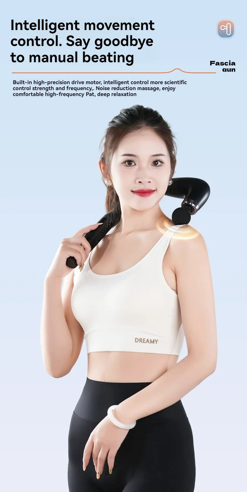 Premium Smart Fascia Gun Massage Gun – Electric Percussion Muscle Massager with 9 Speed Levels and USB Charging