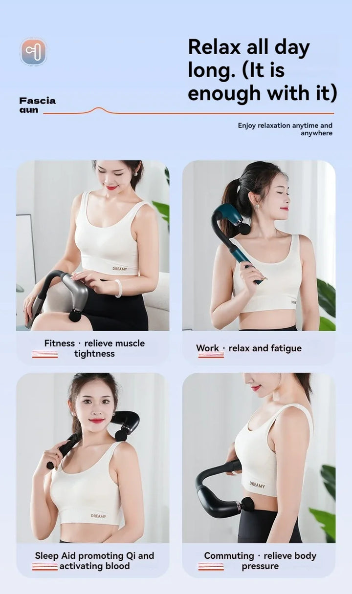 Premium Smart Fascia Gun Massage Gun – Electric Percussion Muscle Massager with 9 Speed Levels and USB Charging