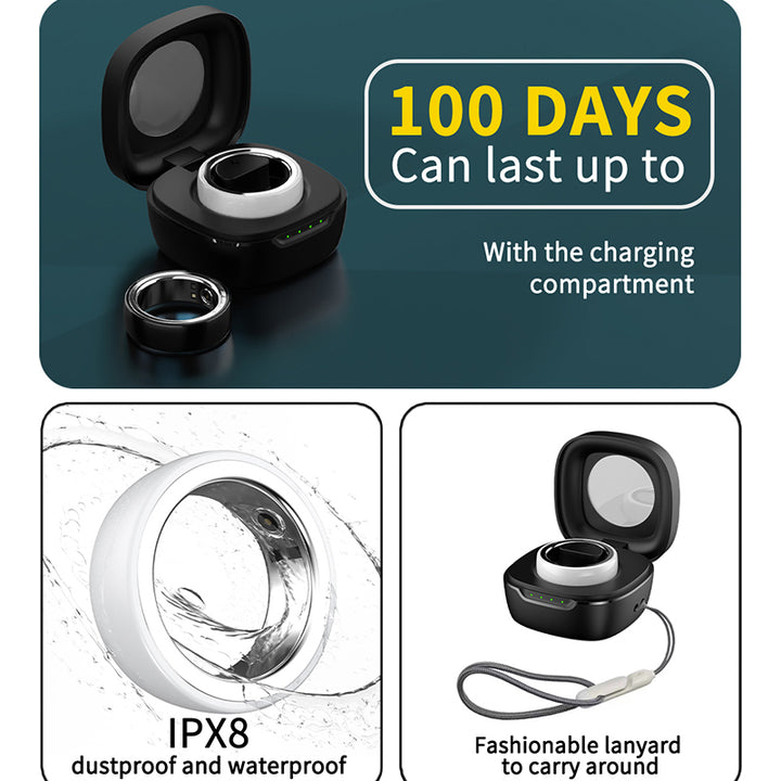 Premium Smart Fitness Ring with Charging Case - Heart Rate, Sleep & Health Monitoring, Blood Oxygen Detection, IPX8 Waterproof, Multi-Sport Modes, 7-Day Battery Life, and Remote Photography