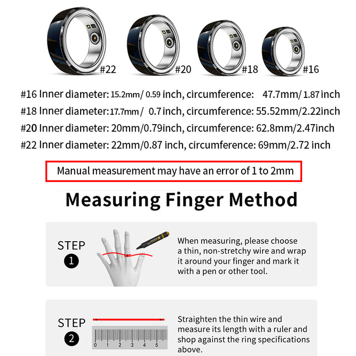 Premium Smart Fitness Ring with Charging Case - Heart Rate, Sleep & Health Monitoring, Blood Oxygen Detection, IPX8 Waterproof, Multi-Sport Modes, 7-Day Battery Life, and Remote Photography