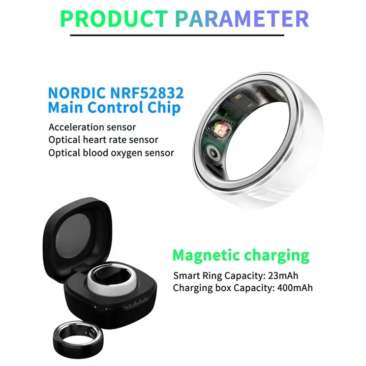 Premium Smart Fitness Ring with Charging Case - Heart Rate, Sleep & Health Monitoring, Blood Oxygen Detection, IPX8 Waterproof, Multi-Sport Modes, 7-Day Battery Life, and Remote Photography