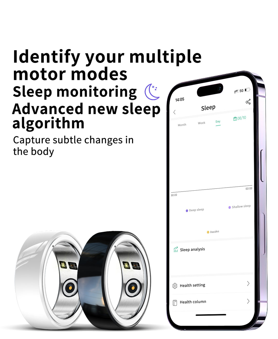 Premium Smart Fitness Ring with Charging Case - Heart Rate, Sleep & Health Monitoring, Blood Oxygen Detection, IPX8 Waterproof, Multi-Sport Modes, 7-Day Battery Life, and Remote Photography
