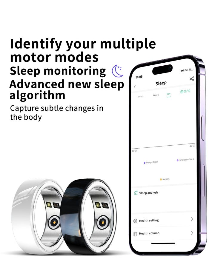 Premium Smart Fitness Ring with Charging Case - Heart Rate, Sleep & Health Monitoring, Blood Oxygen Detection, IPX8 Waterproof, Multi-Sport Modes, 7-Day Battery Life, and Remote Photography