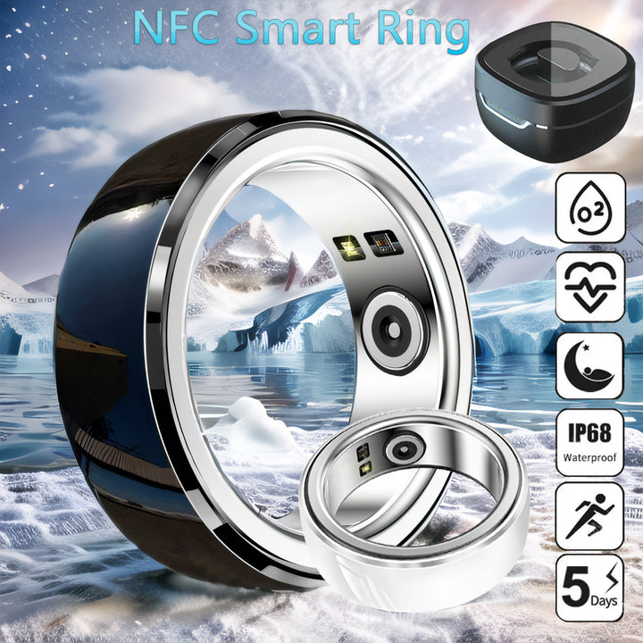 Premium Smart Fitness Ring with Charging Case - Heart Rate, Sleep & Health Monitoring, Blood Oxygen Detection, IPX8 Waterproof, Multi-Sport Modes, 7-Day Battery Life, and Remote Photography
