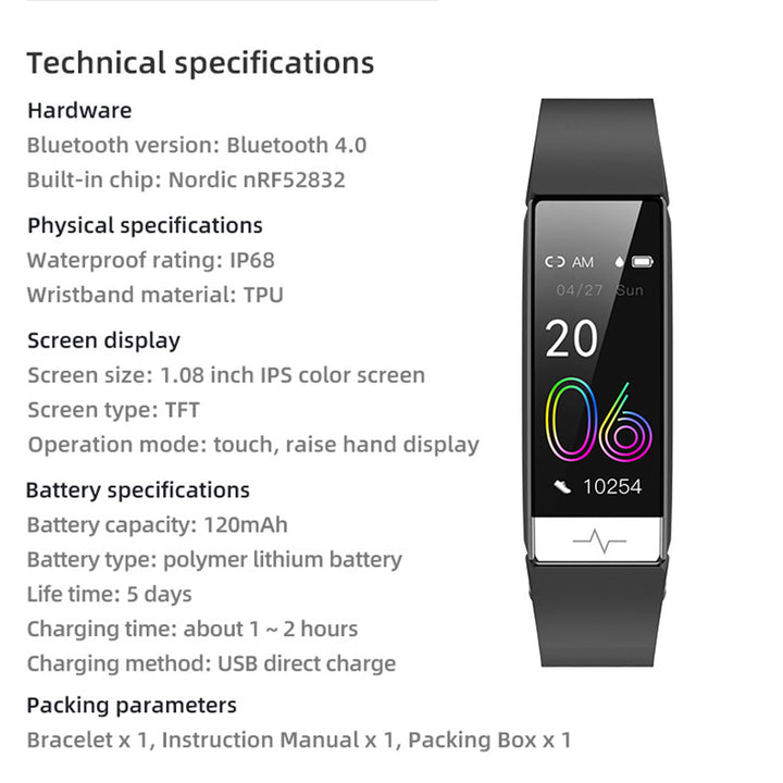 Premium Smart Fitness Tracker – ECG, HRV Analysis, Heart Rate Monitor, IP68 Waterproof Smartwatch for Android & iOS, Accurate Sleep & Fitness Tracking