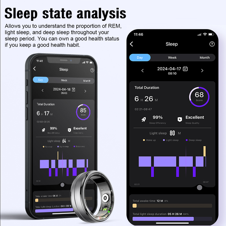 Premium Smart Ring – Heart Rate, Blood Oxygen, and Sleep Health Monitor for Men and Women, Waterproof 5ATM Fitness Tracker with Long Battery Life, Compatible with Android and iOS