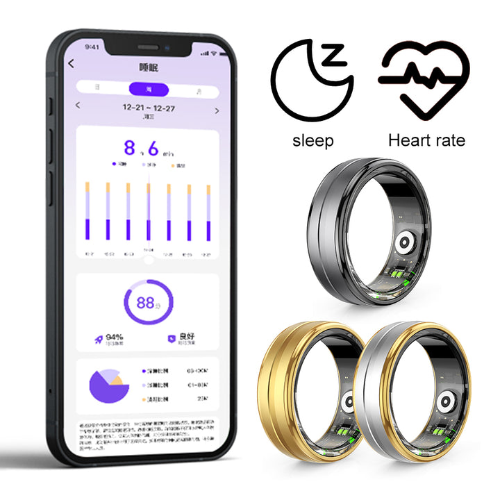 Premium Smart Ring – Heart Rate, Blood Oxygen, and Sleep Health Monitor for Men and Women, Waterproof 5ATM Fitness Tracker with Long Battery Life, Compatible with Android and iOS