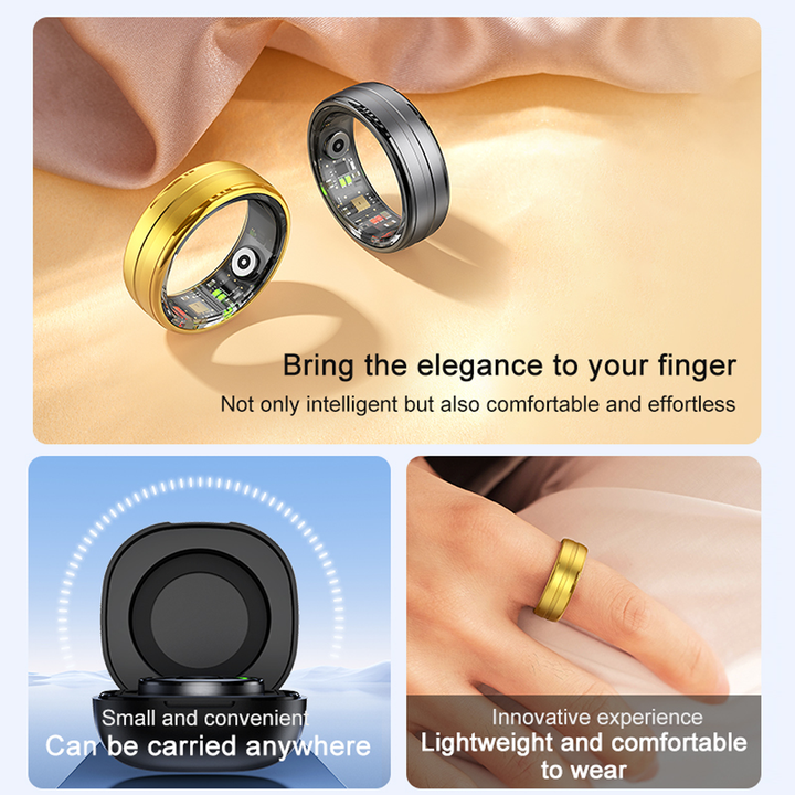 Premium Smart Ring – Heart Rate, Blood Oxygen, and Sleep Health Monitor for Men and Women, Waterproof 5ATM Fitness Tracker with Long Battery Life, Compatible with Android and iOS