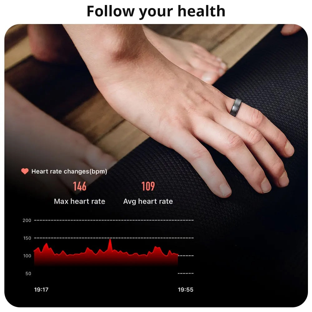 Premium Smart Ring – Heart Rate, Blood Oxygen, and Sleep Health Monitor for Men and Women, Waterproof 5ATM Fitness Tracker with Long Battery Life, Compatible with Android and iOS