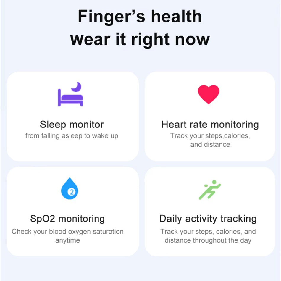 Premium Smart Ring – Heart Rate, Blood Oxygen, and Sleep Health Monitor for Men and Women, Waterproof 5ATM Fitness Tracker with Long Battery Life, Compatible with Android and iOS
