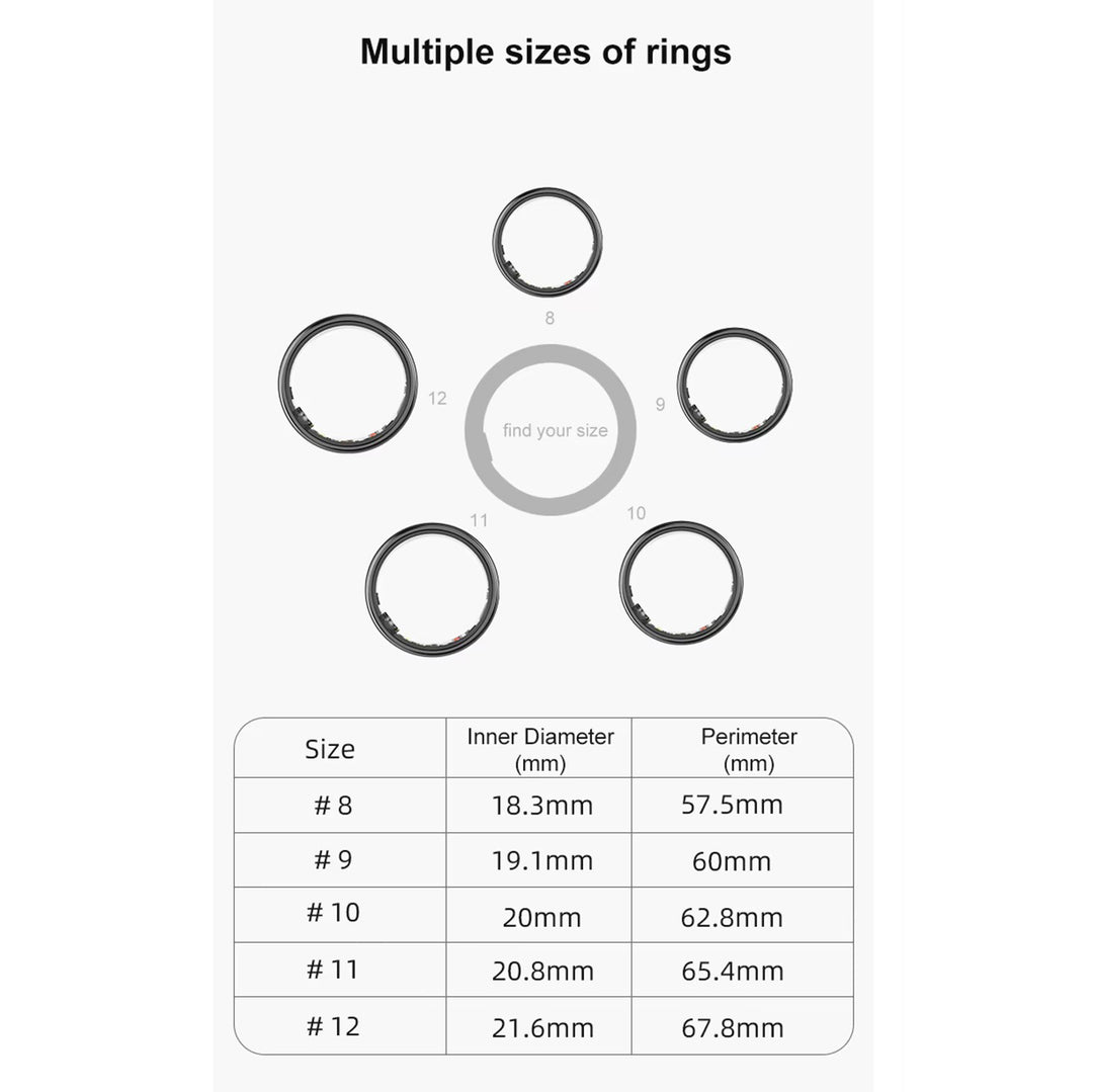 Premium Smart Ring – Heart Rate, Blood Oxygen, and Sleep Health Monitor for Men and Women, Waterproof 5ATM Fitness Tracker with Long Battery Life, Compatible with Android and iOS