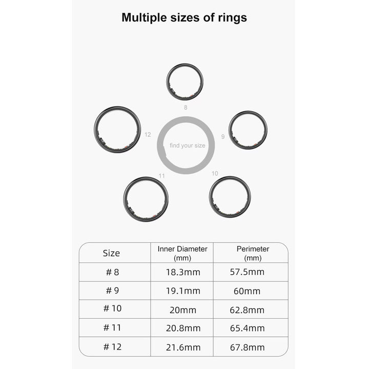 Premium Smart Ring – Heart Rate, Blood Oxygen, and Sleep Health Monitor for Men and Women, Waterproof 5ATM Fitness Tracker with Long Battery Life, Compatible with Android and iOS