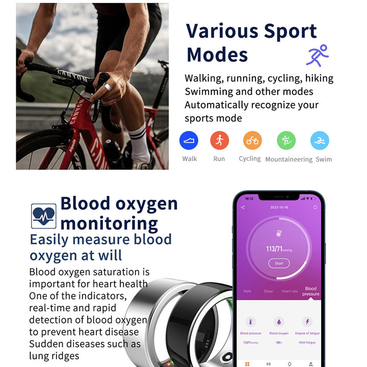 Premium Smart Ring for Health Monitoring – Military Grade Titanium, Waterproof IP68 & 3ATM, Multi-Sport Modes, Heart Rate & Blood Oxygen Tracking