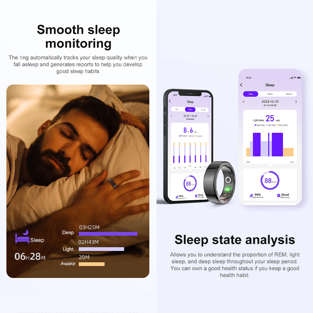 Premium Smart Ring for Health Monitoring – Military Grade Titanium, Waterproof IP68 & 3ATM, Multi-Sport Modes, Heart Rate & Blood Oxygen Tracking