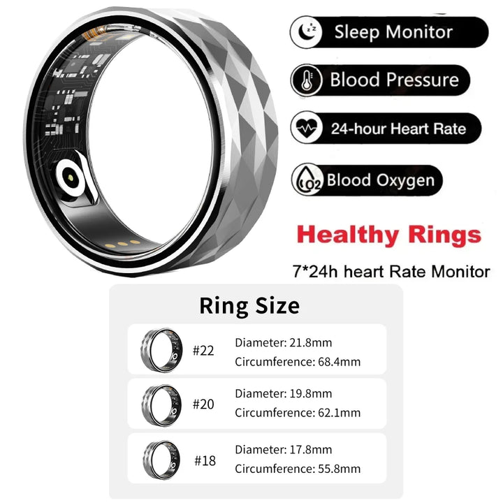 Premium Smart Ring for Health & Sleep Monitoring – 5ATM Waterproof, Heart Rate & Blood Oxygen Tracking, Multi-Sport Modes, Step & Calorie Counting, IP68 Rating, Magnetic Charging, 7-Day Battery Life, Aluminum Alloy Design