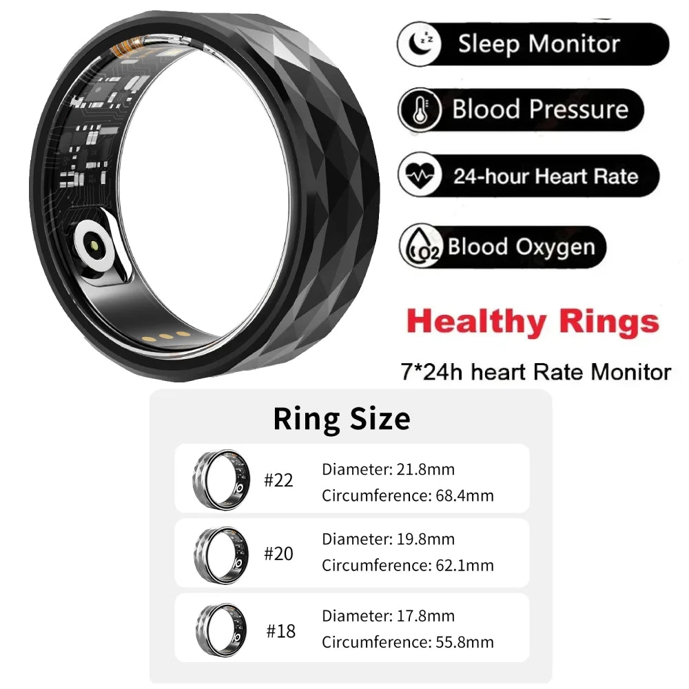 Premium Smart Ring for Health & Sleep Monitoring – 5ATM Waterproof, Heart Rate & Blood Oxygen Tracking, Multi-Sport Modes, Step & Calorie Counting, IP68 Rating, Magnetic Charging, 7-Day Battery Life, Aluminum Alloy Design