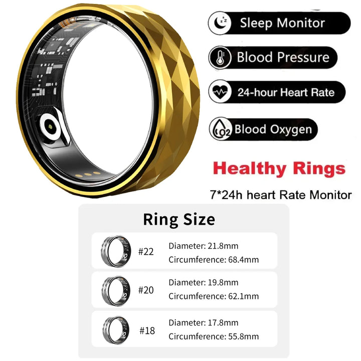 Premium Smart Ring for Health & Sleep Monitoring – 5ATM Waterproof, Heart Rate & Blood Oxygen Tracking, Multi-Sport Modes, Step & Calorie Counting, IP68 Rating, Magnetic Charging, 7-Day Battery Life, Aluminum Alloy Design