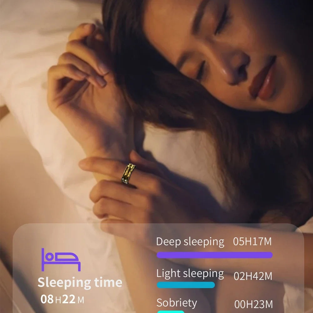 Premium Smart Ring for Health & Sleep Monitoring – 5ATM Waterproof, Heart Rate & Blood Oxygen Tracking, Multi-Sport Modes, Step & Calorie Counting, IP68 Rating, Magnetic Charging, 7-Day Battery Life, Aluminum Alloy Design