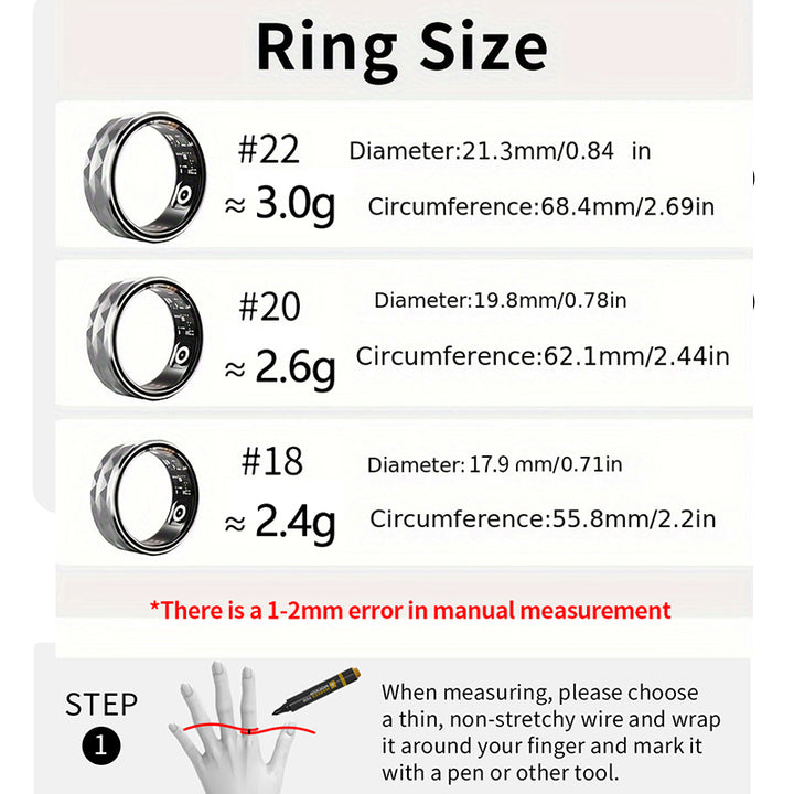 Premium Smart Ring for Health & Sleep Monitoring – 5ATM Waterproof, Heart Rate & Blood Oxygen Tracking, Multi-Sport Modes, Step & Calorie Counting, IP68 Rating, Magnetic Charging, 7-Day Battery Life, Aluminum Alloy Design