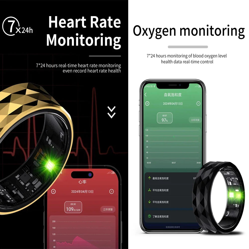 Premium Smart Ring for Health & Sleep Monitoring – 5ATM Waterproof, Heart Rate & Blood Oxygen Tracking, Multi-Sport Modes, Step & Calorie Counting, IP68 Rating, Magnetic Charging, 7-Day Battery Life, Aluminum Alloy Design