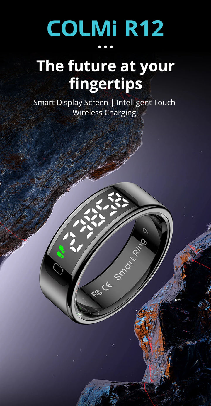 Premium Smart Ring with Touch Display – Activity Tracking Ring with Wireless Charging, 5ATM Waterproof Design for Men and Women