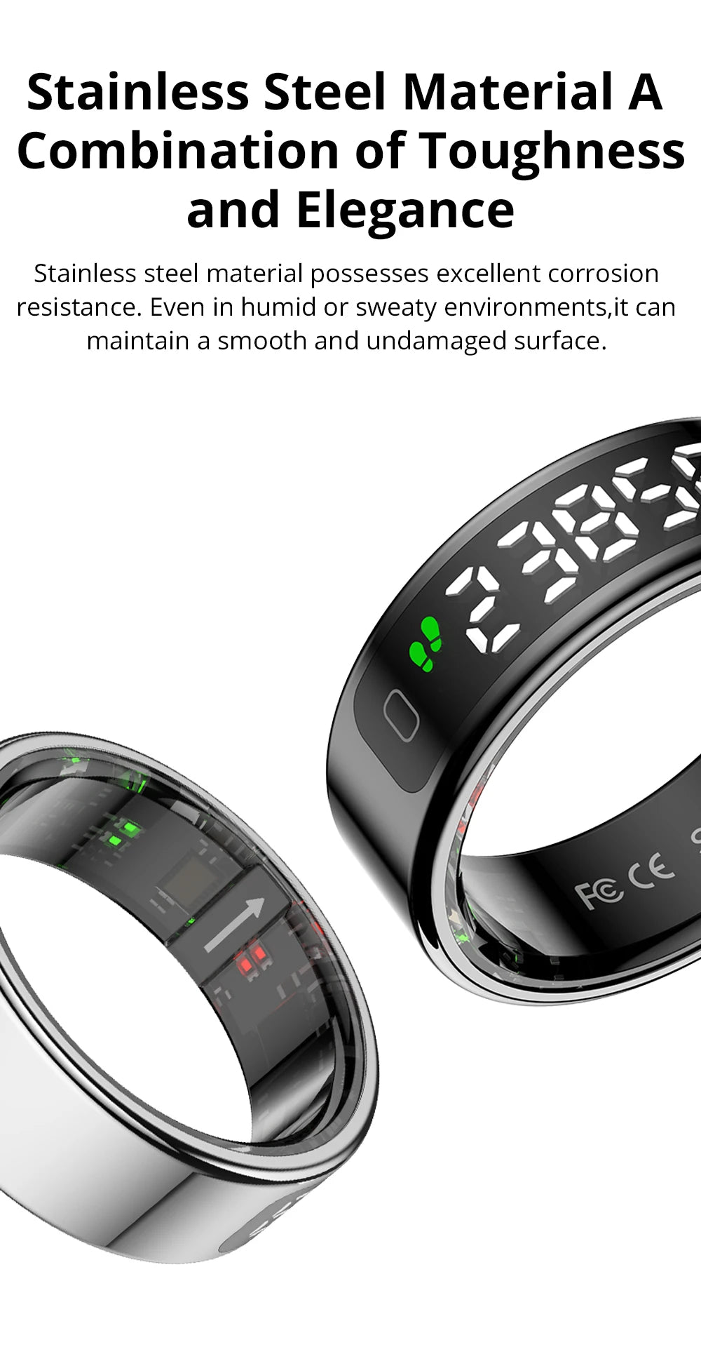 Premium Smart Ring with Touch Display – Activity Tracking Ring with Wireless Charging, 5ATM Waterproof Design for Men and Women