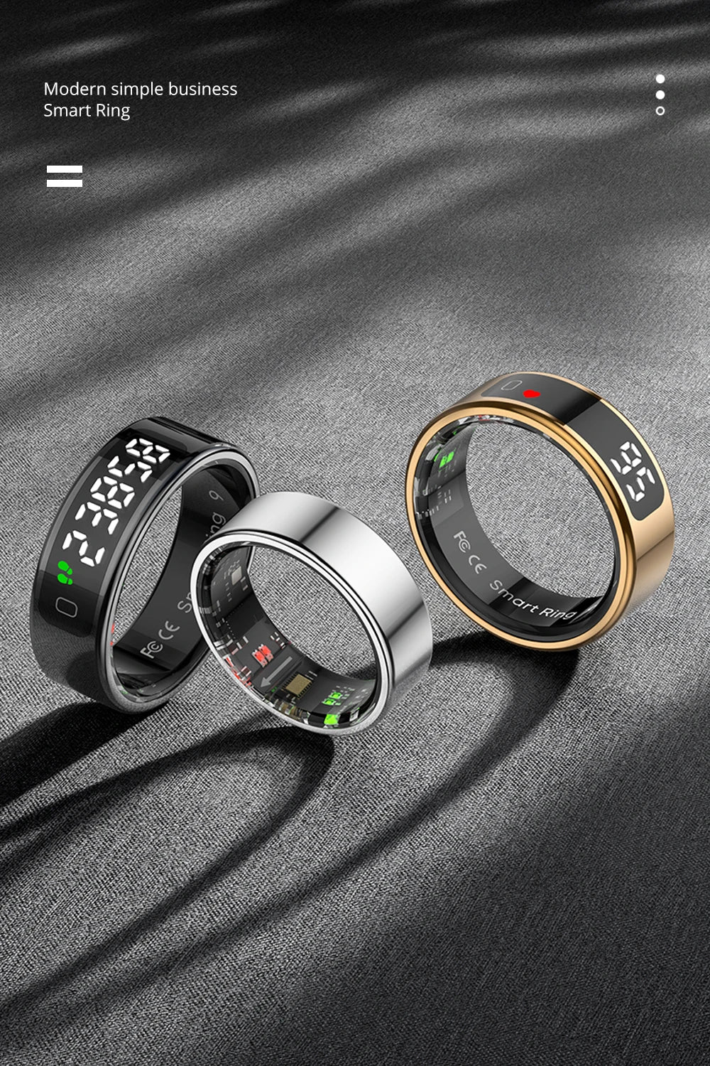 Premium Smart Ring with Touch Display – Activity Tracking Ring with Wireless Charging, 5ATM Waterproof Design for Men and Women