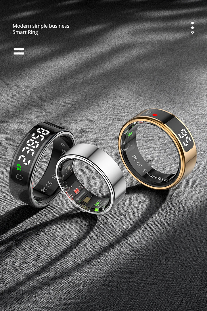 Premium Smart Ring with Touch Display – Activity Tracking Ring with Wireless Charging, 5ATM Waterproof Design for Men and Women