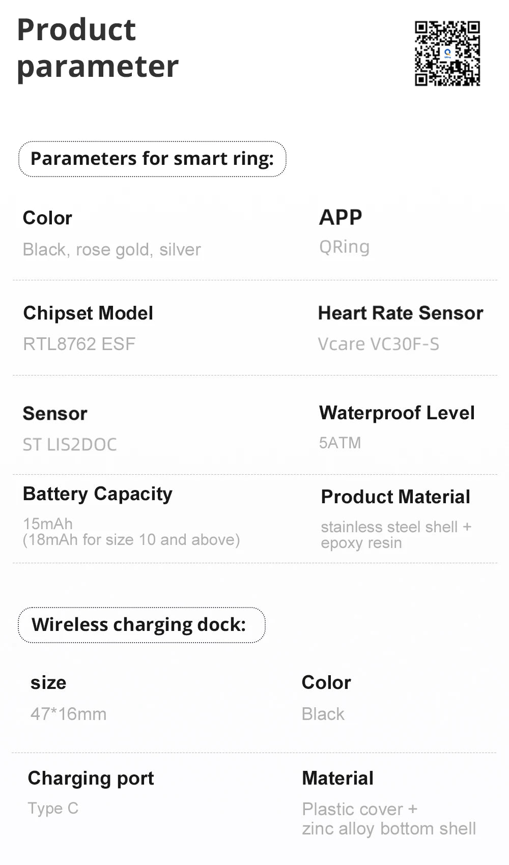 Premium Smart Ring with Touch Display – Activity Tracking Ring with Wireless Charging, 5ATM Waterproof Design for Men and Women