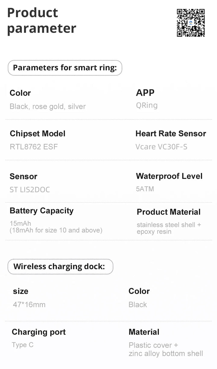 Premium Smart Ring with Touch Display – Activity Tracking Ring with Wireless Charging, 5ATM Waterproof Design for Men and Women