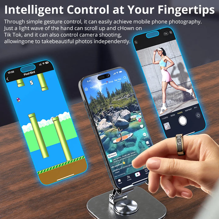 Premium Smart Ring with Touch Display – Activity Tracking Ring with Wireless Charging, 5ATM Waterproof Design for Men and Women