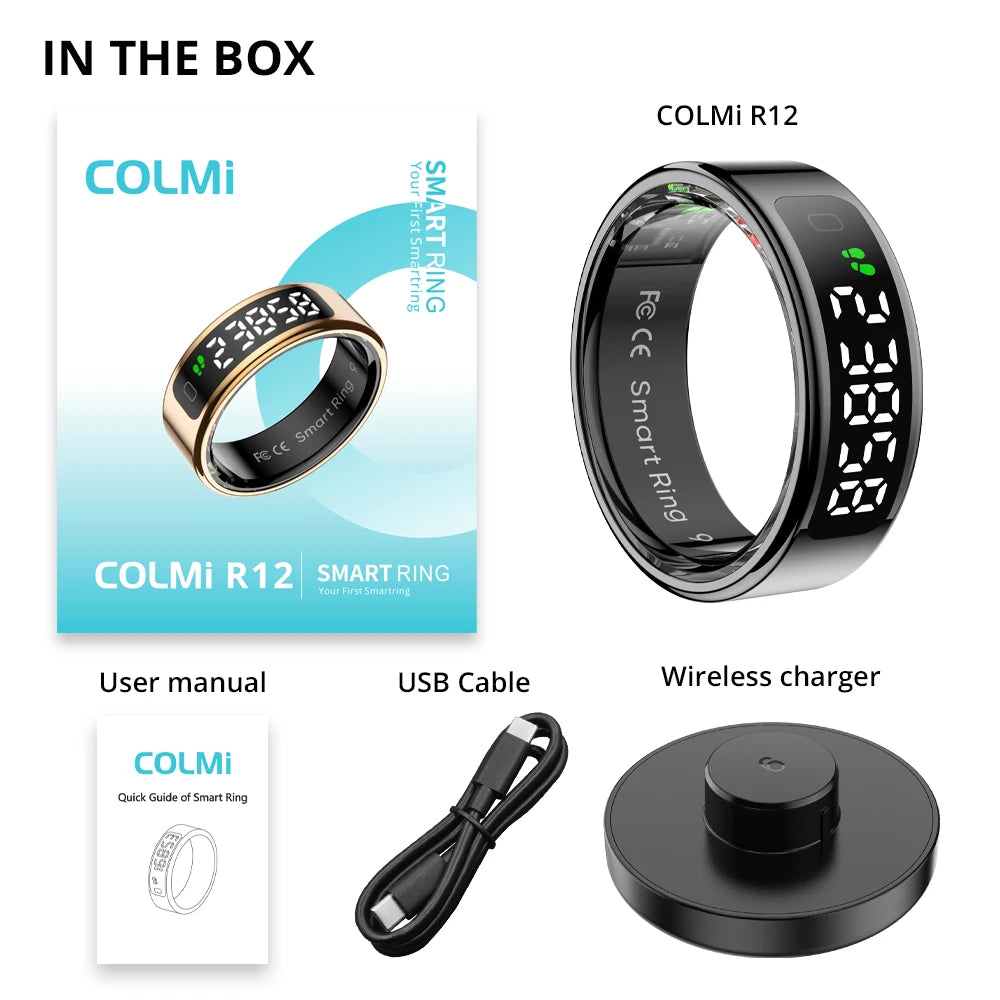 Premium Smart Ring with Touch Display – Activity Tracking Ring with Wireless Charging, 5ATM Waterproof Design for Men and Women