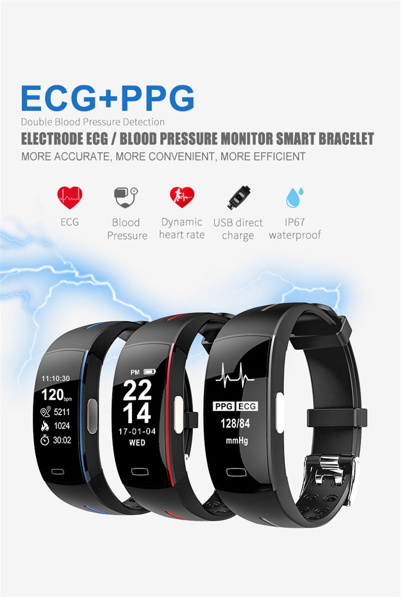 Premium Smart Wristband – Body Temperature Monitoring, ECG+PPG, Heart Rate, Blood Pressure, Color OLED Display, IP67 Waterproof, Sleep & Activity Tracker for Men & Women