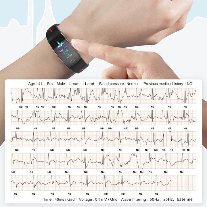 Premium Smart Wristband – Body Temperature Monitoring, ECG+PPG, Heart Rate, Blood Pressure, Color OLED Display, IP67 Waterproof, Sleep & Activity Tracker for Men & Women