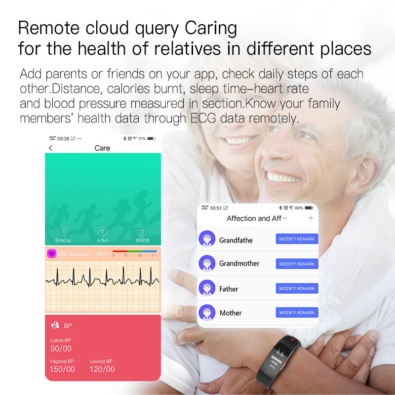 Premium Smart Wristband – Body Temperature Monitoring, ECG+PPG, Heart Rate, Blood Pressure, Color OLED Display, IP67 Waterproof, Sleep & Activity Tracker for Men & Women