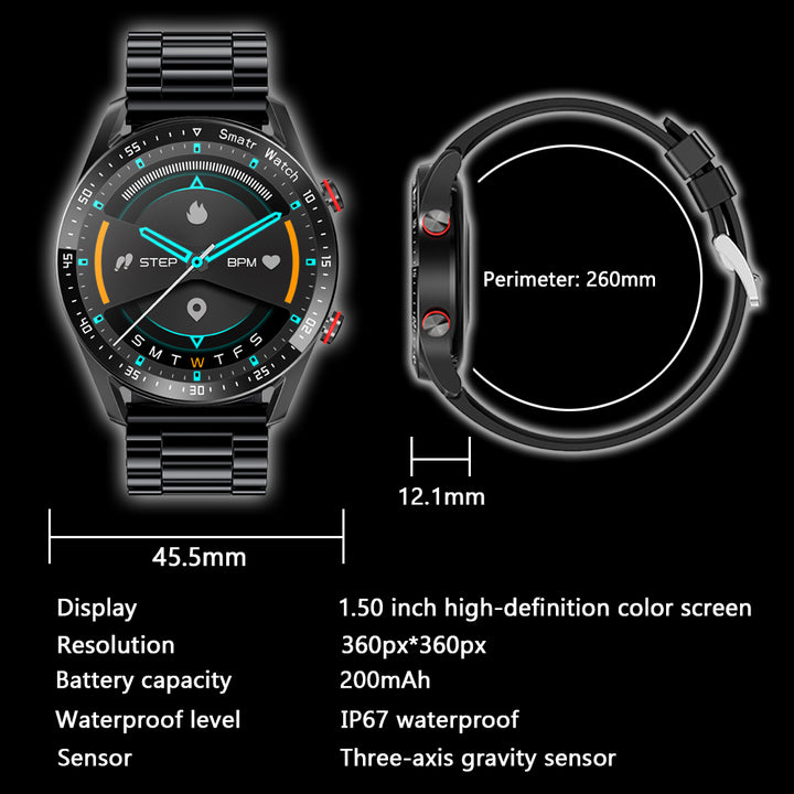 Premium Smartwatch for Men – Bluetooth Calling, 390mAh Battery, IP68 Waterproof, Fitness & Health Tracking, Music Player, Voice Assistant, 32GB Large Memory, Sports Modes, Customizable Watch Faces