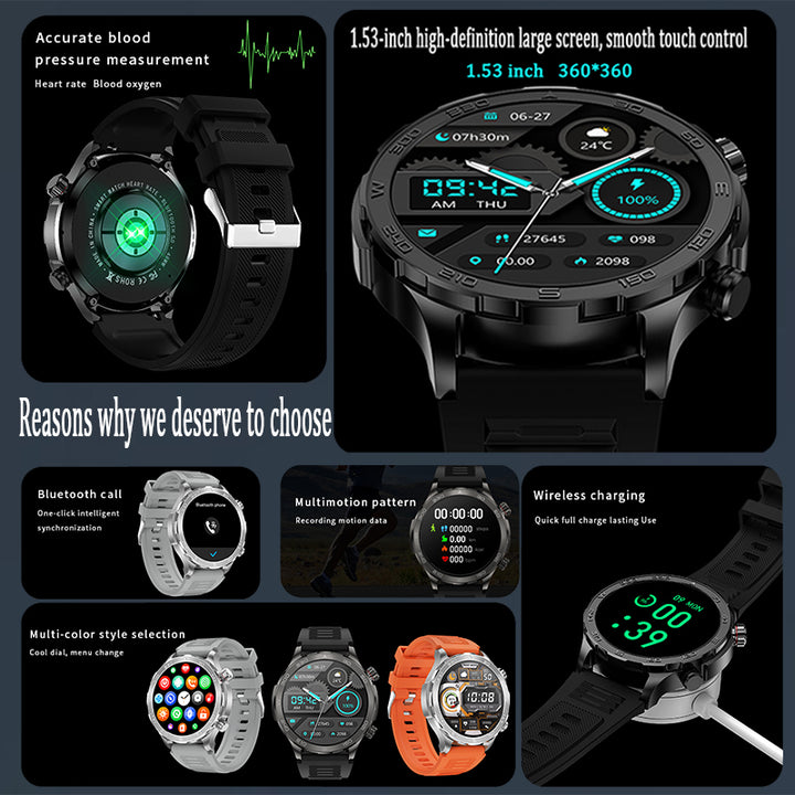 Premium Smartwatch for Men – Bluetooth Calling, 390mAh Battery, IP68 Waterproof, Fitness & Health Tracking, Music Player, Voice Assistant, 32GB Large Memory, Sports Modes, Customizable Watch Faces