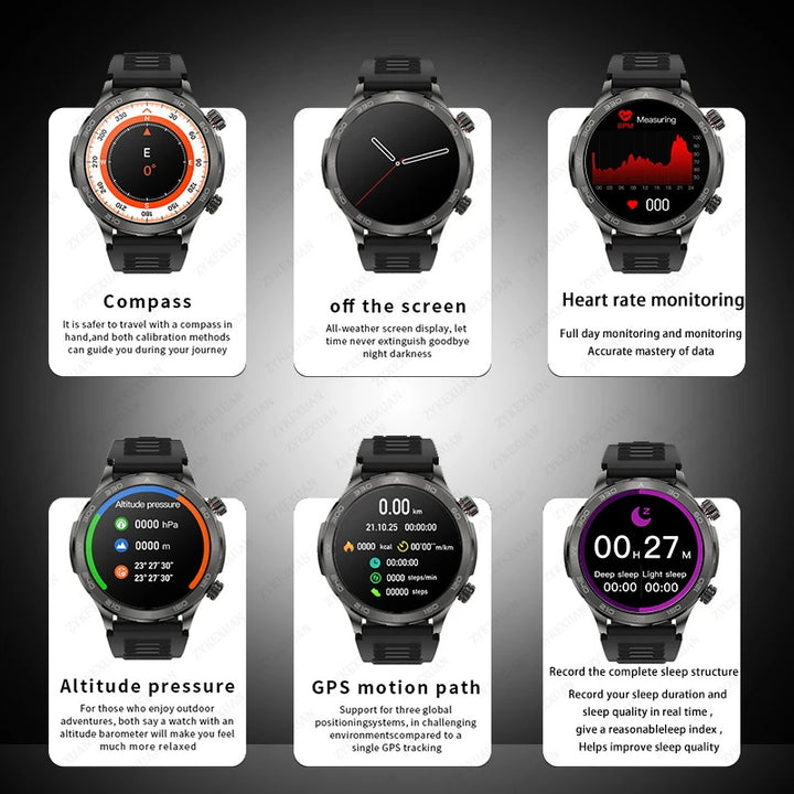 Premium Smartwatch for Men – Bluetooth Calling, 390mAh Battery, IP68 Waterproof, Fitness & Health Tracking, Music Player, Voice Assistant, 32GB Large Memory, Sports Modes, Customizable Watch Faces