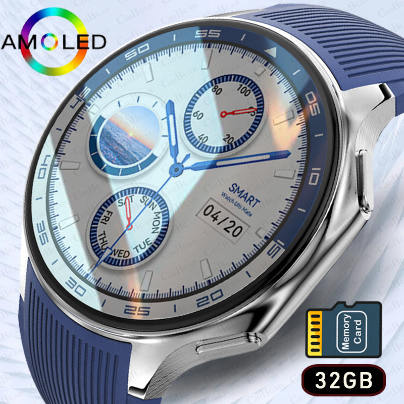 Premium Smartwatch for Men – Bluetooth Calling, 390mAh Battery, IP68 Waterproof, Fitness & Health Tracking, Music Player, Voice Assistant, 32GB Large Memory, Sports Modes, Customizable Watch Faces
