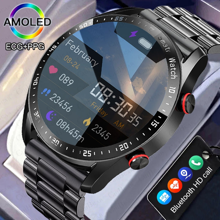 Premium Smartwatch for Men – Full Circle Touch Screen, Bluetooth Call, Waterproof, Heart Rate & Blood Pressure Monitoring, Sports Activity Tracker