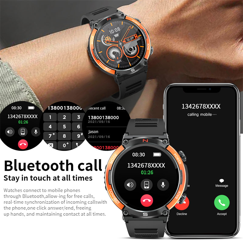 Premium Smartwatch for Men – Full Circle Touch Screen, Bluetooth Call, Waterproof, Heart Rate & Blood Pressure Monitoring, Sports Activity Tracker